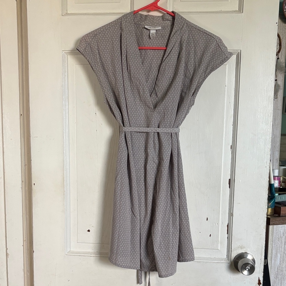 Gray polka dot maternity dress
